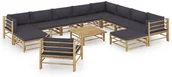 Meble ogrodowe - shumee shumee 12 cz zestaw mebli do ogrodu ciemnoszare poduszki bambus - miniaturka - grafika 1