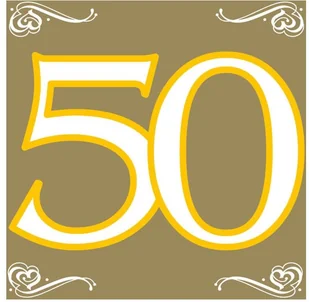 PROCOS NON-DISNEY Serwetki na pięćdziesiąte urodziny 33cm 20 szt 88868 - Dekoracje i nakrycia stołu na imprezę - miniaturka - grafika 5