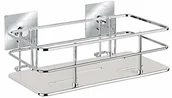 Półki łazienkowe - Wenko Turbo-Loc półka ścienna Quadro ze stali nierdzewnej, montaż bez wiercenia, stal nierdzewna, 24 x 10 x 14,5 cm, chromowana - miniaturka - grafika 1
