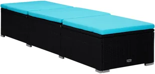 vidaXL 3-częściowy zestaw, leżaki ze stolikiem, polirattan, czarne - Leżaki ogrodowe - miniaturka - grafika 3