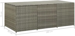 vidaXL Skrzynia ogrodowa z polirattanu, 180 x 90 x 75 cm, szara vidaXL - Pozostałe meble ogrodowe - miniaturka - grafika 9
