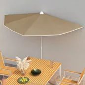 Parasole ogrodowe - vidaXL Półokrągły parasol ogrodowy na słupku, 180x90 cm, kolor taupe 315562 - miniaturka - grafika 1