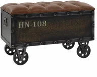 Ławki do przedpokoju - vidaXL Ławka ze schowkiem, lite drewno i sztuczna skóra, 80,5x41x50 cm vidaXL - miniaturka - grafika 1