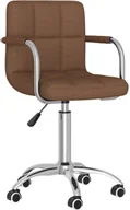 Krzesła - vidaXL Lumarko Obrotowe krzesło stołowe, brązowe, tapicerowane tkaniną 3087972 - miniaturka - grafika 1