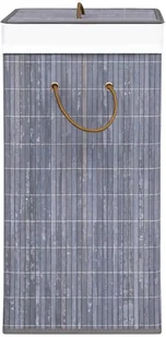 vidaXL Bambusowy kosz na pranie, szary, 72 L vidaXL - Kosze na bieliznę - miniaturka - grafika 5