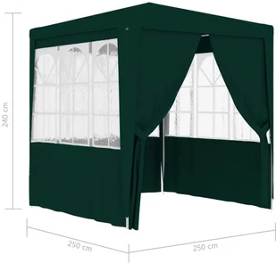 vidaXL Namiot imprezowy ze ściankami, 2,5x2,5 m, zielony, 90 g/m 48534 - Pawilony ogrodowe - miniaturka - grafika 9