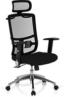 Fotele i krzesła biurowe - HJH OFFICE 653700 krzesło biurowe CAYEN materiał czarne krzesło obrotowe ergonomiczne z oparciem z siatki i podparciem okolic lędźwiowych, regulowane podłokietniki 653700 - miniaturka - grafika 1