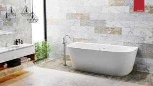 Corsan Wanna przyścienna wolnostojąca E030 Mono 170 cm z wykończeniem czarnym 648950 - Wanny - miniaturka - grafika 8