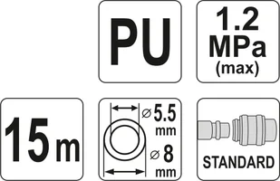 Yato WĄŻ SPIRALNY 5,5mm x 8mm x 15m PU Z SZYBKOZŁĄCZAMI YT-24203 YATO YT-24203 - Akcesoria pneumatyczne - miniaturka - grafika 3