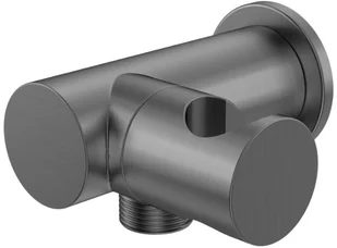 Kohlman EXPERIENCE GREY Przyłącze kątowe z uchwytem szczotkowany grafit QW004AEG QW004AEG - Akcesoria łazienkowe - miniaturka - grafika 2