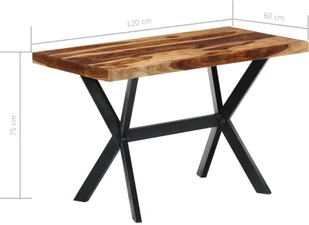 vidaXL Stół jadalniany, 120 x 60 x 75 cm, lite drewno sheesham - Stoły - miniaturka - grafika 7