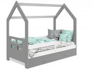 Łóżka dla dzieci i młodzieży - Meble Magnat Łóżko Domek dziecięce 160x80 dla dzieci szary D3D - miniaturka - grafika 1