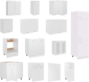 vidaXL vidaXL 14-cz. zestaw szafek kuchennych, biały, płyta wiórowa - Meble kuchenne - miniaturka - grafika 5