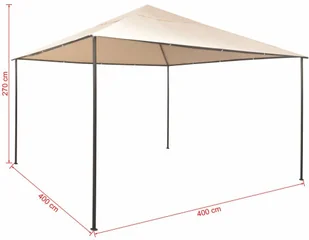 vidaXL Altana/namiot ogrodowy, 4x4 m, stal, beżowy 43171 - Pawilony ogrodowe - miniaturka - grafika 8