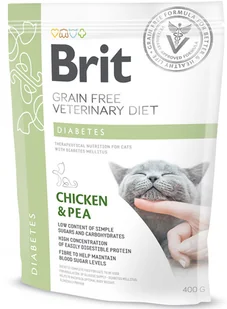 Brit VET Brit Veterinary Diet Diabetes Chicken&Pea Sucha Karma dla kota op 400g - Sucha karma dla kotów Brit VET Brit Veterinary Diet Diabetes Chicken&Pea Sucha Karma dla kota op 400g - Sucha karma dla kotów - miniaturka - grafika 1