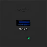 Listwy zasilające - NOEN USBQ, port modułowy 45x45mm z ładowarką USB quick charge 3A/5V  2A/9V  1,5A/12V, czarny OR-GM-9010/B/USBQ - miniaturka - grafika 1
