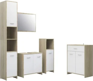 VidaXL Lumarko 4-częściowy zestaw mebli łazienkowych, biel i dąb sonoma 3071716 VidaXL - Meble łazienkowe - miniaturka - grafika 3