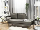 Szezlongi - Beliani Szezlong welur brązowo-szary lewostronny MIRAMAS - miniaturka - grafika 1