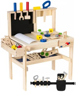 Mamabrum Drewniany zestaw majsterkowicza XXL - 75 elementów + pas narzędziowy WORKBENCH GYT1863 - Mały majsterkowicz - miniaturka - grafika 20