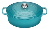 Brytfanny - Le Creuset Signature 21178271702430 owalna, żeliwna gęsiarka o średnicy 27 cm, kolor turkusowy 21178271702430 - miniaturka - grafika 1
