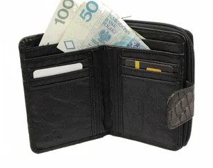 PolskaGalanteria.pl Portfel Damski Skóra Ekologiczna POLSKAGALANTERIA Średni Z Suwakiem Piórnik CZARNY WĄŻ B1 - Portfele - miniaturka - grafika 5