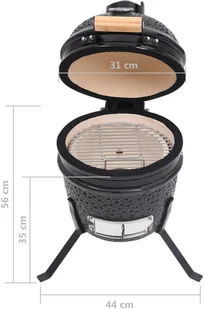 vidaXL Lumarko Ceramiczny grill kamado z wędzarnią, 2-w-1, 56 cm, czarny! 316093 - Grille - miniaturka - grafika 12