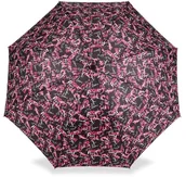 Parasole - Blue Drop Parasol damski długi Metropoli, różowe napisy MOI6591-05 - miniaturka - grafika 1