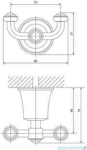 Omnires Art Line haczyk podwójny złoty AL53120GL - Wieszaki łazienkowe - miniaturka - grafika 2