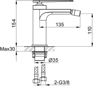 KOHLMAN Wexpo bateria bidetowa chrom QB130W | - Baterie bidetowe - miniaturka - grafika 2