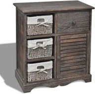 Komody - vidaXL Drewniana komoda z 3 koszykami (Brązowa) - miniaturka - grafika 1