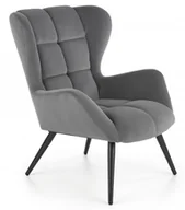 Fotele - Halmar Fotel wypoczynkowy szary velvet TYRION drewniane czarne nogi - miniaturka - grafika 1