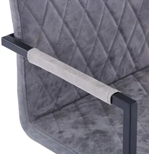 vidaXL Krzesła do jadalni, 2 szt., wspornikowe, ciemnoszare, ekoskóra - Krzesła - miniaturka - grafika 6