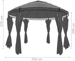 Okrągła altana z zasłonami, 3,5 x 2,7 m, antracytowa - Altany ogrodowe - miniaturka - grafika 8
