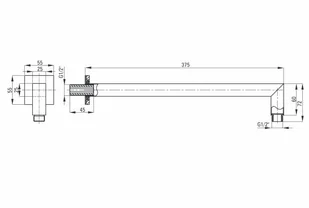 Deante CASCADA NERO WYLEWKA ŚCIENNA KWADRATOWA 375mm - Wylewki do baterii - miniaturka - grafika 6