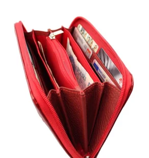 PolskaGalanteria.pl Portfel Damski Skóra Naturalna POLSKAGALANTERIA Z Solidnym Suwakiem Piórnik CZERWONY KP D10-WST - Portfele - miniaturka - grafika 4