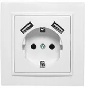 Gniazdka elektryczne - Quadra Gniazdko Schuko Podtynkowe 2X Usb 230V 2.1A - miniaturka - grafika 1
