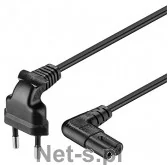 Kable komputerowe i do monitorów - Goobay kabel zasilający euro 2-pin kątowy 90 stopni czarny 3 m (97354) - miniaturka - grafika 1
