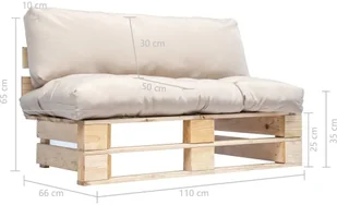 vidaXL Sofa ogrodowa z palet z piaskowymi poduszkami, sosna FSC - Ławki ogrodowe - miniaturka - grafika 7