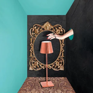 AILATI Lampa stołowa LED Poldina z dekorem, miedź - Lampy stojące - miniaturka - grafika 2