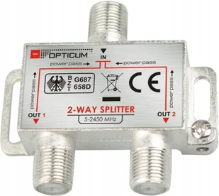 Opticum Rozgałęźnik antenowy rozdzielacz telewizyjny 1x2 2-WAY HQ - Rozgałęźniki i multiswitche do TV-SAT - miniaturka - grafika 2