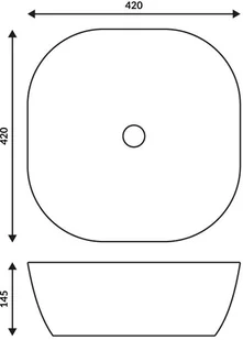Corsan Wolnostojąca umywalka nablatowa Corsan 649995 kwadratowa biała 42 x 42 x 14,5 cm 649995 - Umywalki - miniaturka - grafika 3
