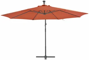 vidaXL Wiszący parasol ze słupkiem aluminiowym, 350 cm, terakotowy - Parasole ogrodowe - miniaturka - grafika 4
