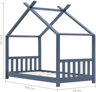 vidaXL Rama łóżka dziecięcego, szara, lite drewno sosnowe, 90 x 200 cm vidaXL - Łóżka dla dzieci i młodzieży - miniaturka - grafika 8
