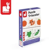 Klocki - Janod Trzyczęściowe puzzle Kolory 30 elementów, - miniaturka - grafika 1
