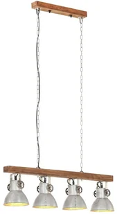vidaXL Industrialna lampa sufitowa, srebrna, E27, drewno mango 320521 - Lampy sufitowe - miniaturka - grafika 10