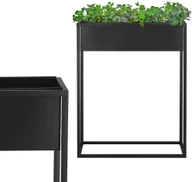 Kwietniki - Stojak na kwiaty 80 cm z prostokątną doniczką nowoczesny kwietnik loft czarny mat GA0190 - miniaturka - grafika 1