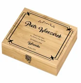 Zestawy do wina - Murrano Elektryczny korkociąg zestaw do wina w skrzynce z nadrukiem dla męża ZDW5-012 - miniaturka - grafika 1