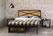 Łóżka - Artbed Collection Łóżko drewniane z ramą metalową """"Loft 3"""" z jednym szczytem - miniaturka - grafika 1