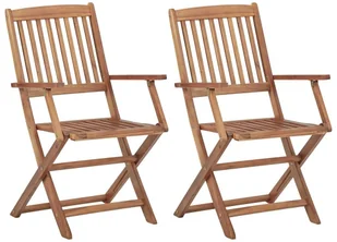 vidaXL Składane krzesła ogrodowe z poduszkami, 2 szt., drewno akacjowe 3064610 - Fotele i krzesła ogrodowe - miniaturka - grafika 2