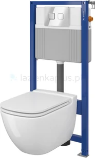 Cersanit Set B29 Aqua Zestaw Toaleta WC podwieszana 54x36,5 cm CleanOn bez kołnierza z ukrytym mocowaniem z deską sedesową wolnoopadającą i stelażem pneumatycznym Aqua 52 biały S701-321 odbiór osob - Stelaże i zestawy podtynkowe do WC - miniaturka - grafika 2